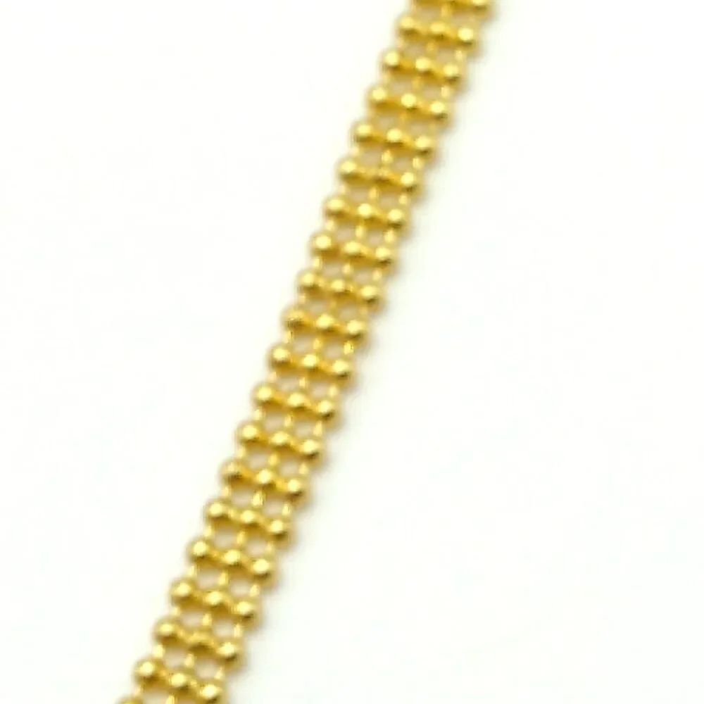 V Shaped Crystal Center Triple Row Delicate Round Gold-tone Beaded Necklace